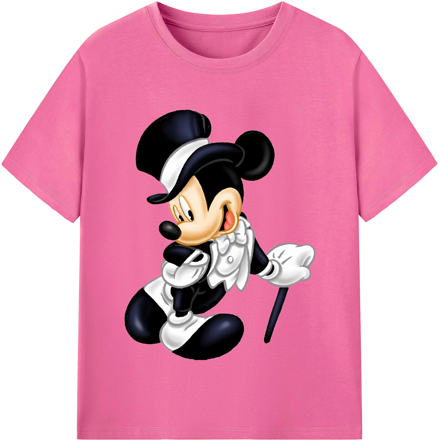 （画像用） ミッキーマウス Mickey Mouse レディースカジュアルプリントTシャツ（綿100％）